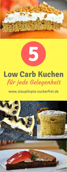 5 Low Carb Kuchen glutenfrei, zuckerfrei, ohne Mehl, ohne Zucker, einfach, schnell, ohne Kohlenhydrate und mit wenigen Zutaten