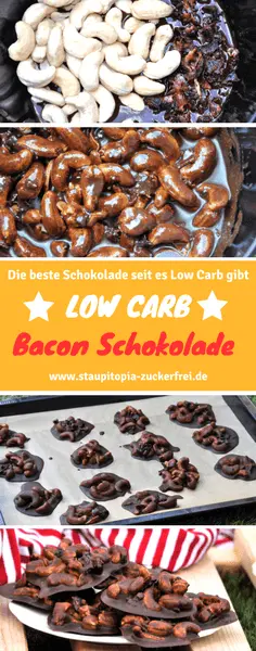 Low Carb Schokolade trifft auf Bacon und Cashews! Ich bin mir sicher, dass du diese ungewöhnliche Low Carb Schokolade lieben wirst! Und das Beste: Du benötigst nicht mehr als 5 Zutaten. Nachmachen unbedingt empfohlen!