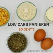 Low Carb Panieren: In diesem Rezept verrate ich dir, wie du eine richtig leckere und glutenfreie Low Carb Panade ganz einfach selber machen kannst. Egal ob für Fleisch, Fisch, Gemüse oder Käse - mit diesem Rezept steht dem Low Carb panieren nichts mehr im Weg!