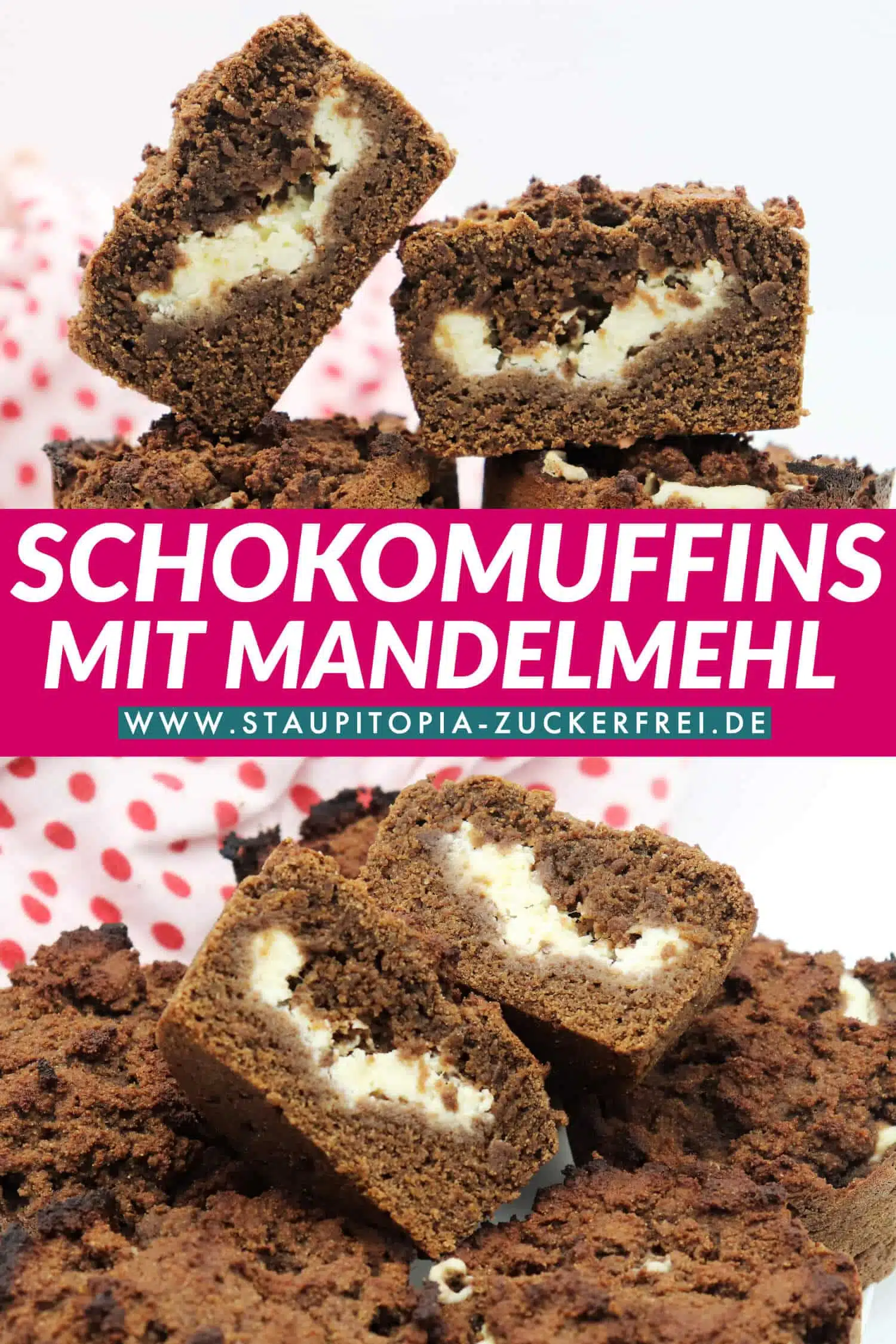 Low Carb Schokomuffins mit Mandelmehl und Frischkäse Füllung backen
