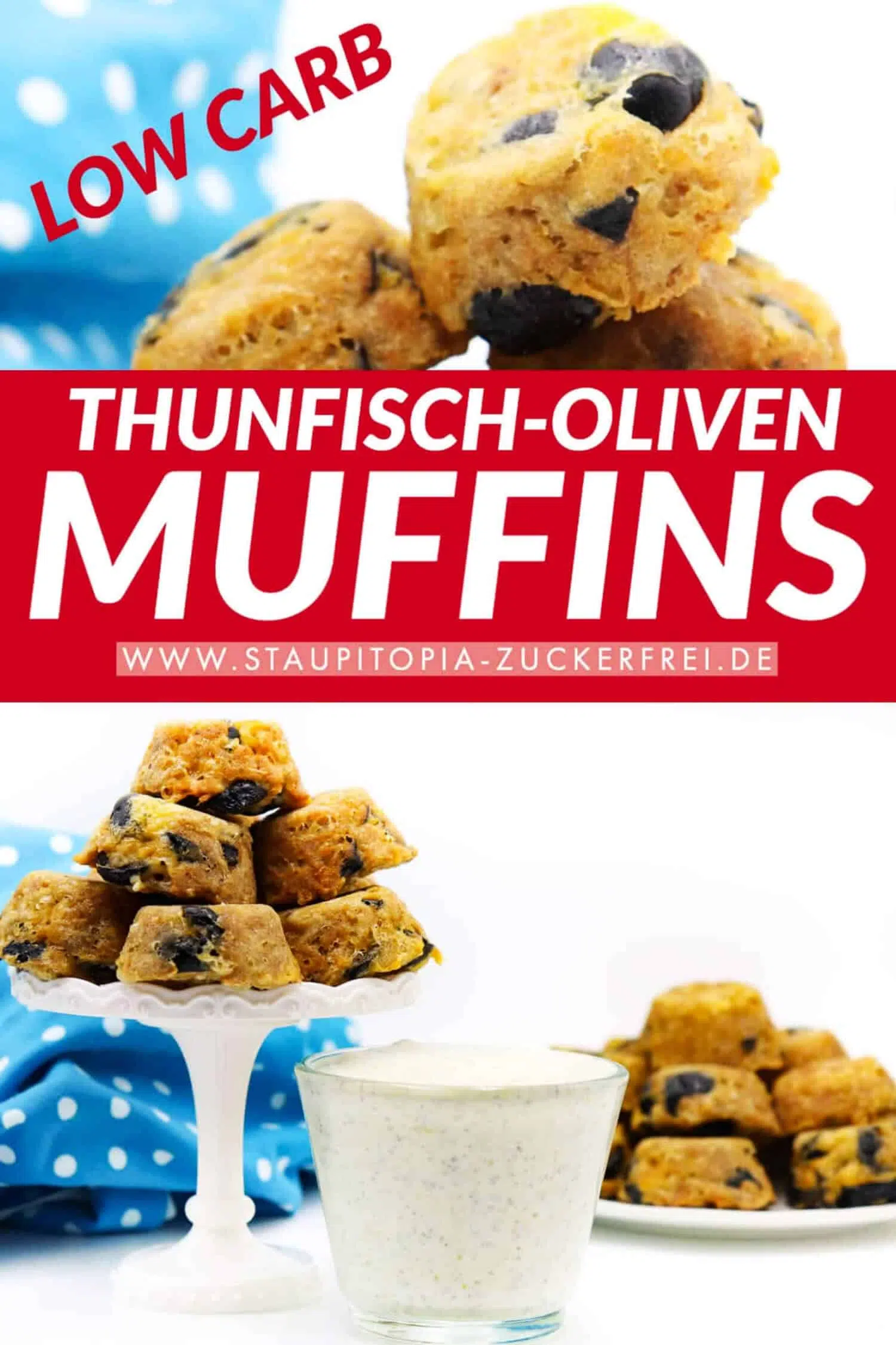 Herzhafte Low Carb Muffins mit Thunfisch und Oliven schnell und einfach backen.