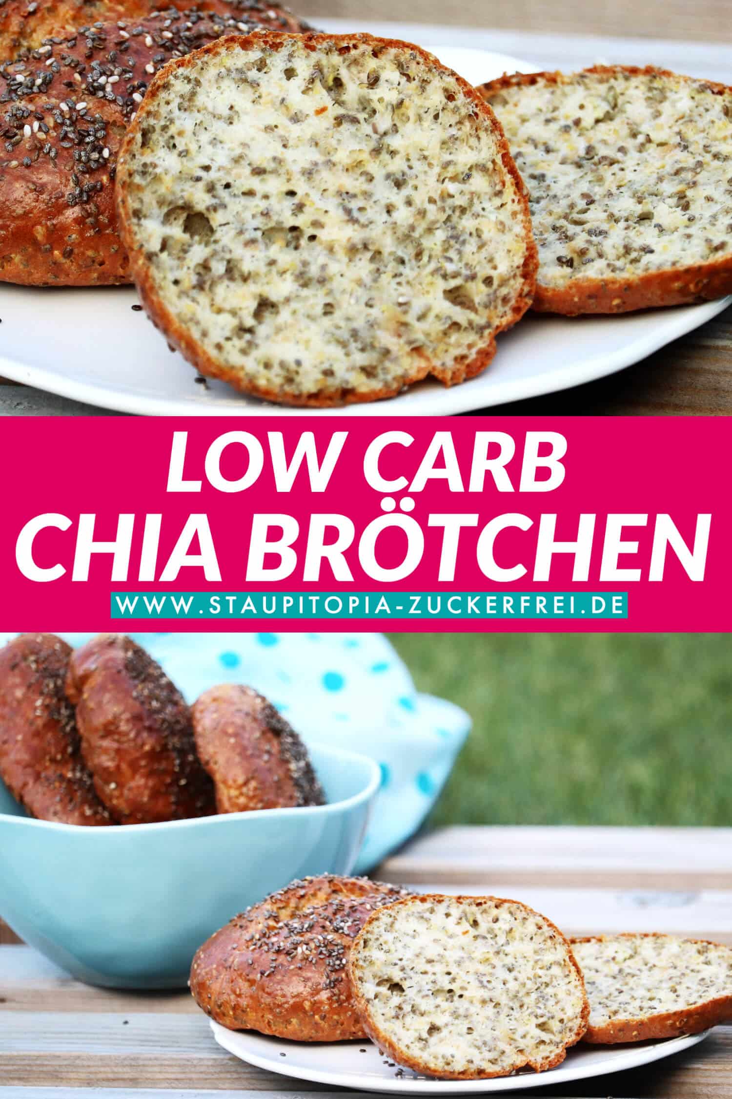 Rezept für glutenfreie, gesunde Low Carb Chia-Brötchen ohne Kohlenhydrate.