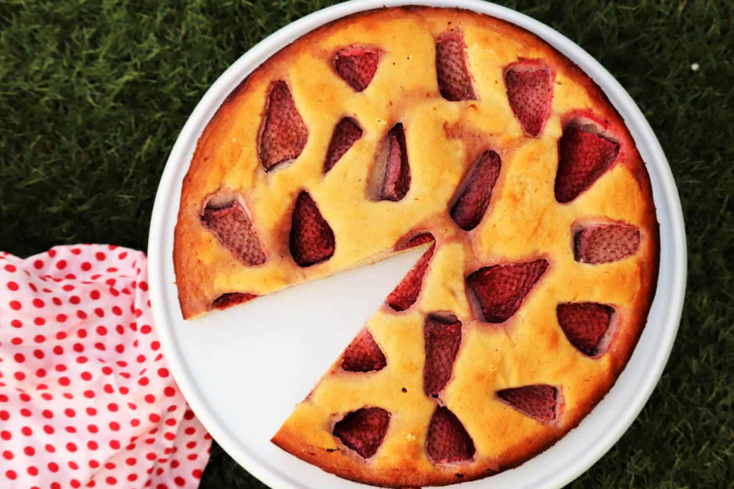 Versunkener Low Carb Erdbeerkuchen: Bei diesem Low Carb Kuchen werden die Erdbeeren mitgebacken!