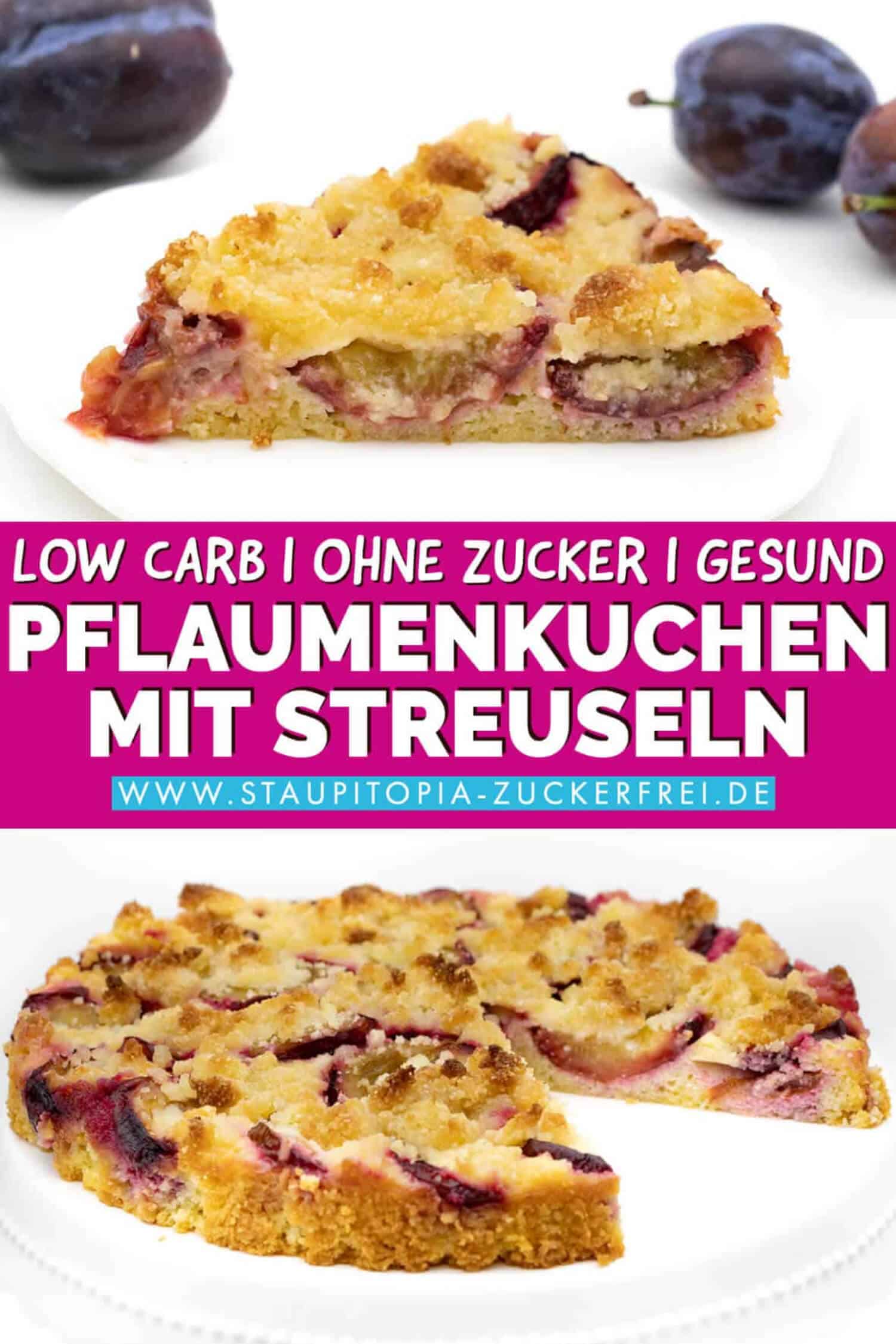 Low Carb Pflaumenkuchen mit Mandelmehl ohne Zucker.