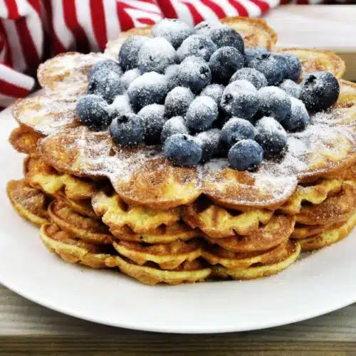 Diese Waffeln ohne Zucker und Mehl kannst du schnell und einfach backen und werden mit Kokosmehl, Goldleinsamen und Erythrit gemacht.
