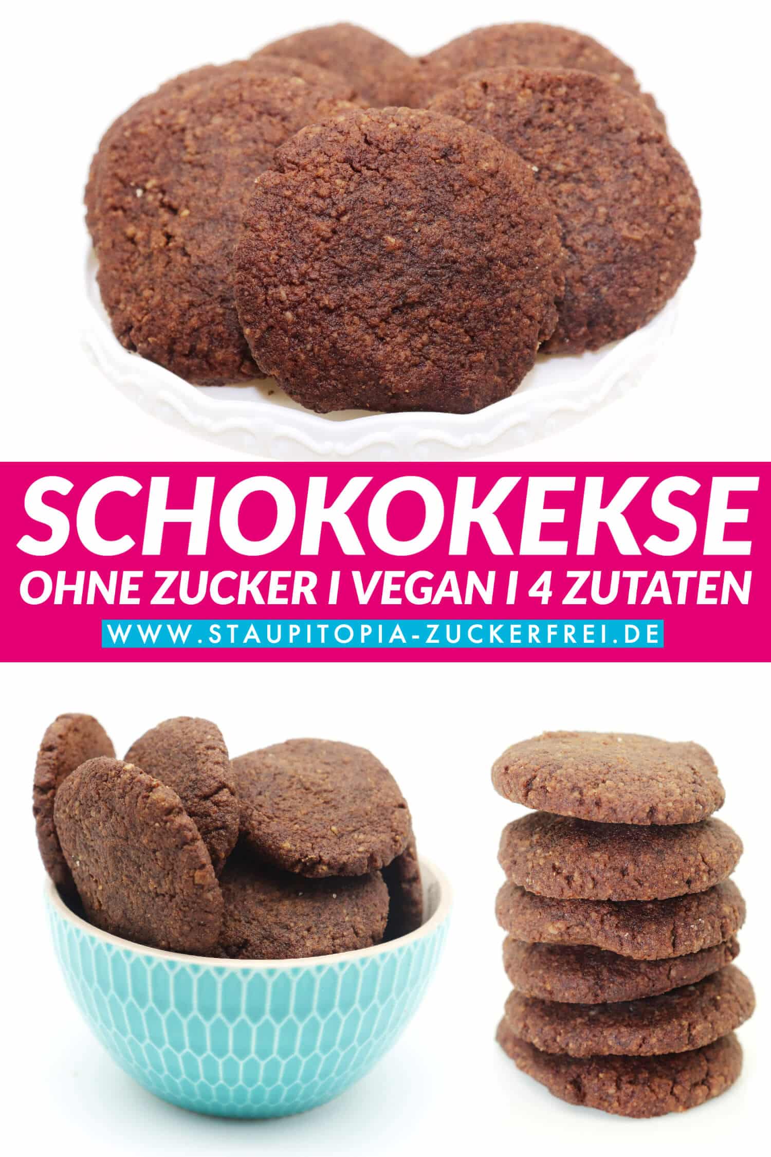 Vegane Schoko Plätzchen ohne Zucker und Mehl