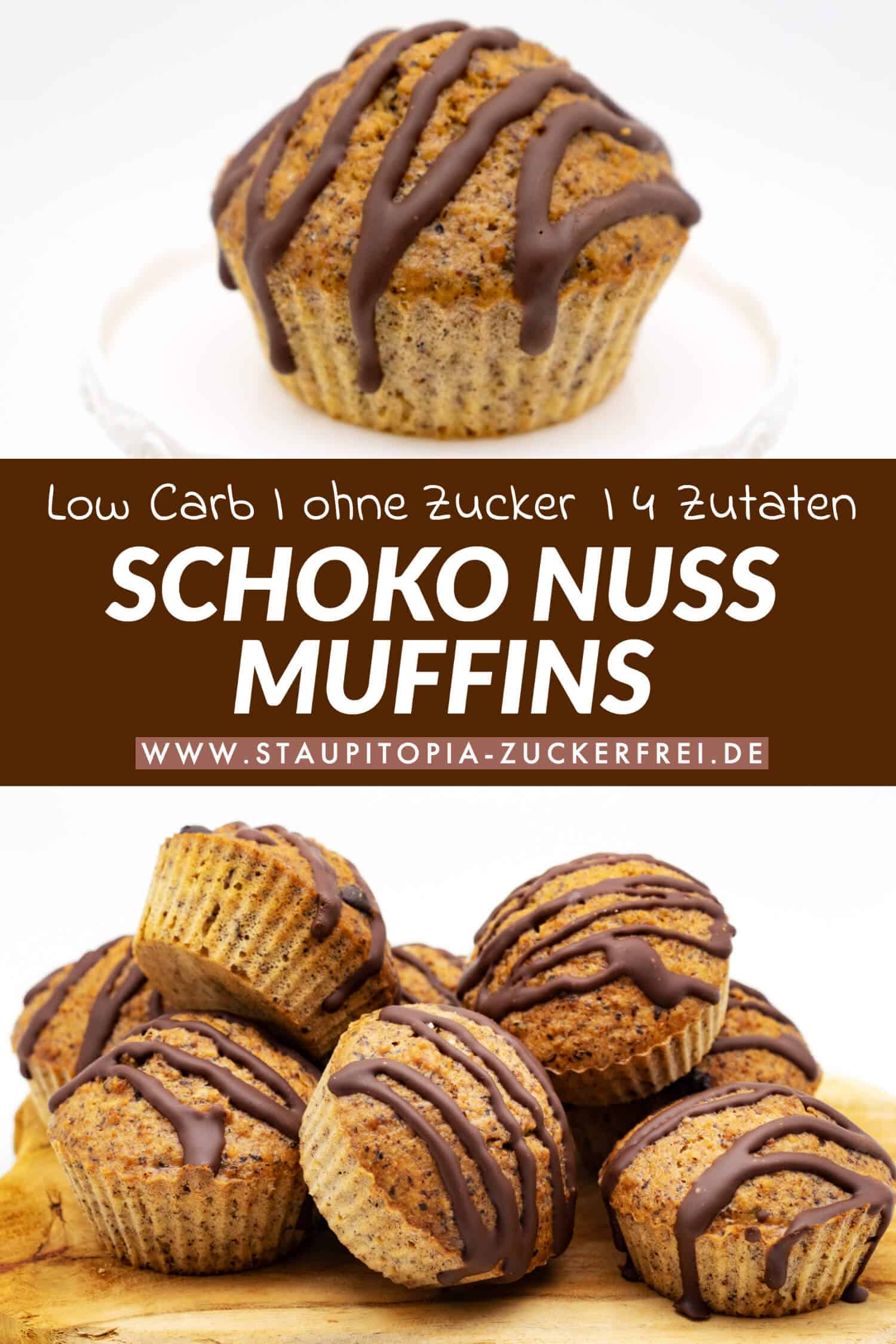 Rezept für schnelle Schoko Nuss Muffins ohne Zucker