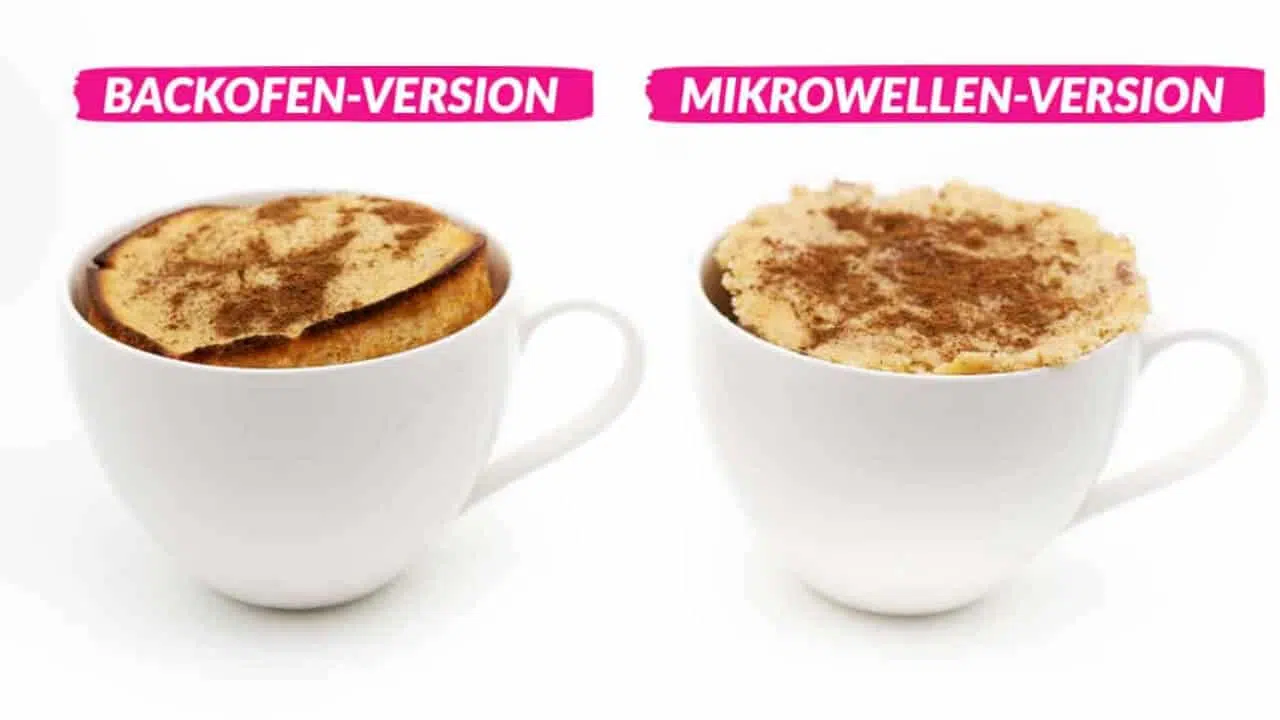 Low Carb Tassenkuchen Mikrowelle und Ofen Vergleich