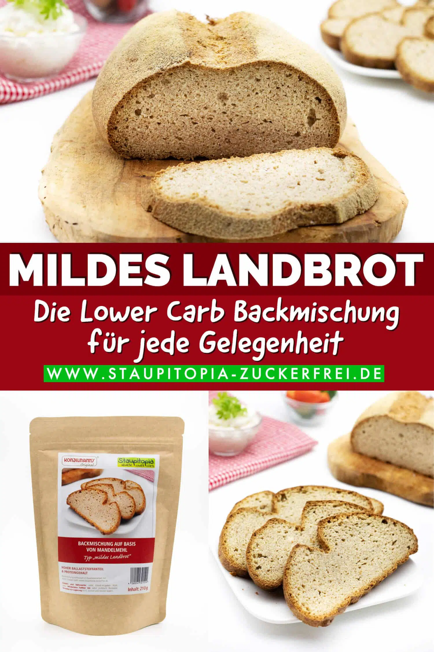 Mildes Landbrot - eine Low Carb Backmischung für jede Gelegenheit egal ob zum Frühstück, Abendessen oder als Beilage