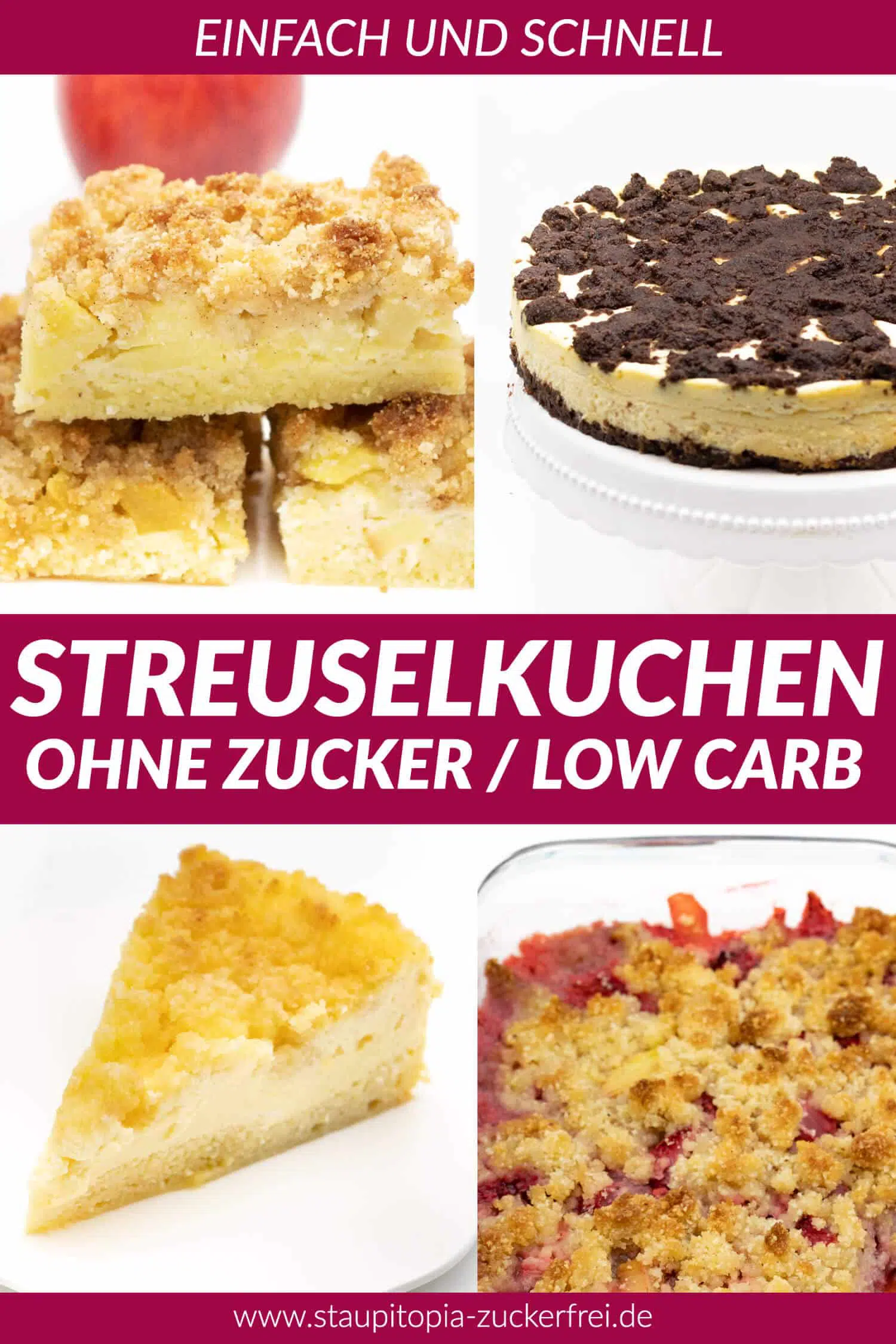Schnelle und einfache Low Carb Streuselkuchen ohne Zucker Rezepte