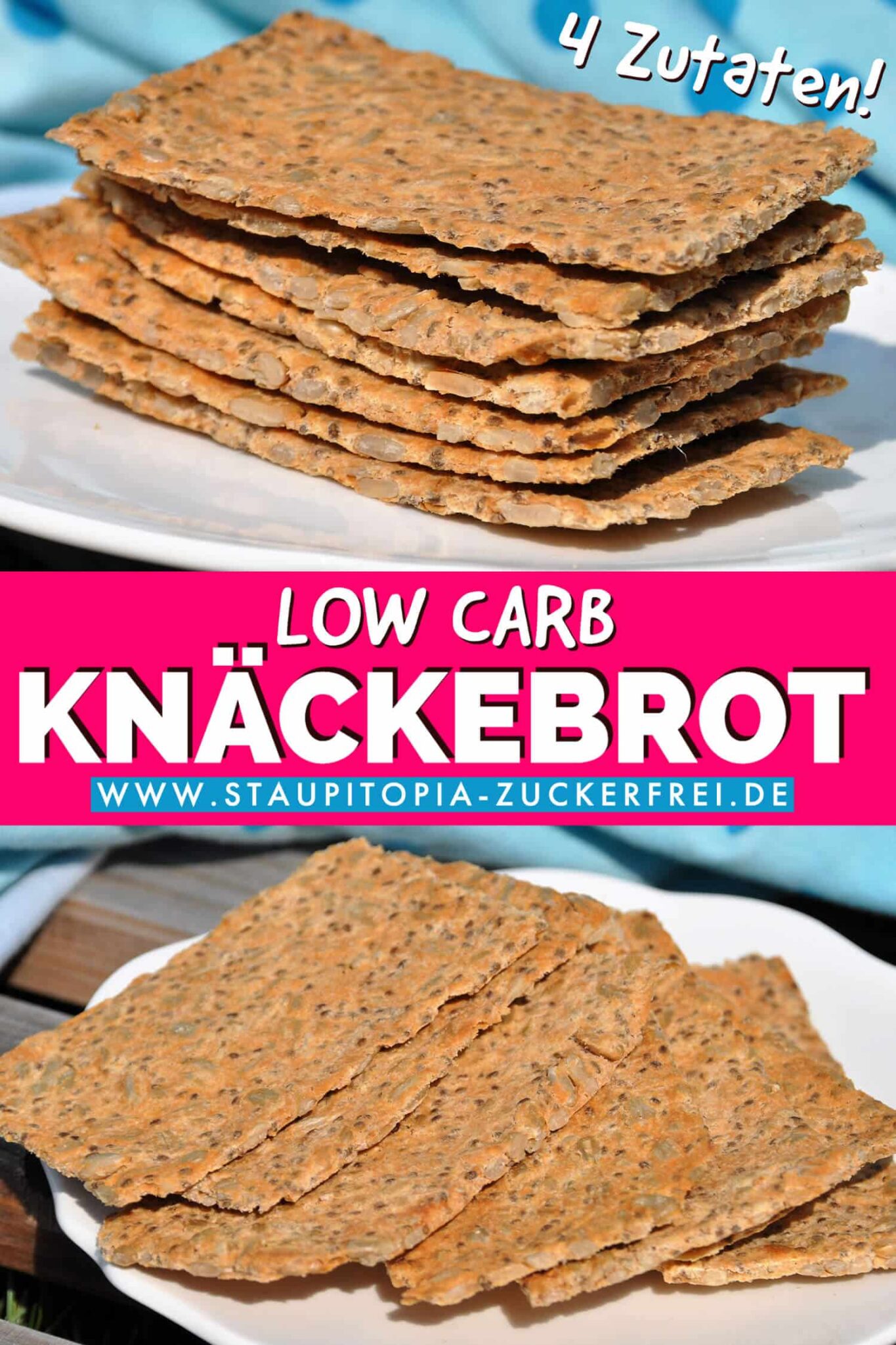 Low Carb Knäckebrot aus nur 4 Zutaten - Staupitopia Zuckerfrei