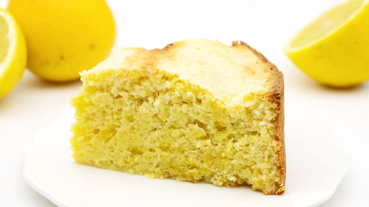 Zitronen Wolke Kuchen Rezept ohne Zucker mit Mandelmehl