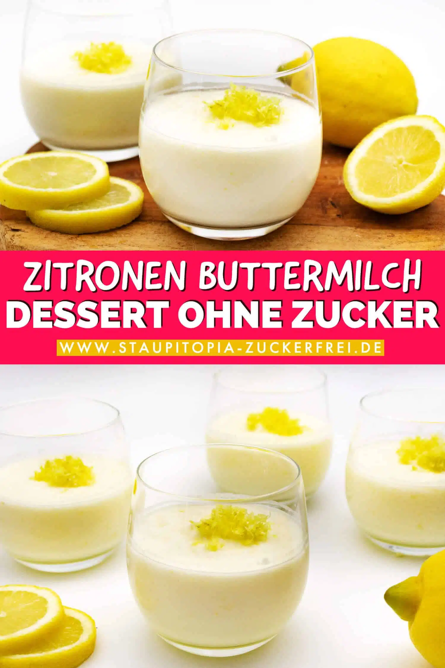 Low Carb Zitronen Buttermilch Dessert ohne Zucker Rezept