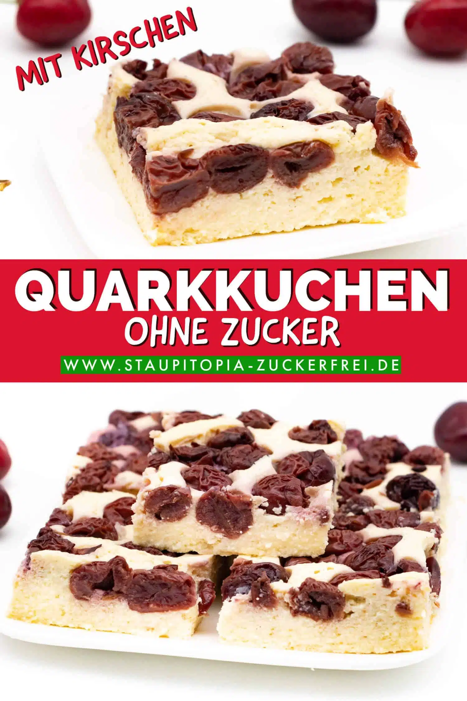 Low Carb Kirsch Quarkkuchen ohne Zucker mit 500 Gramm Quark