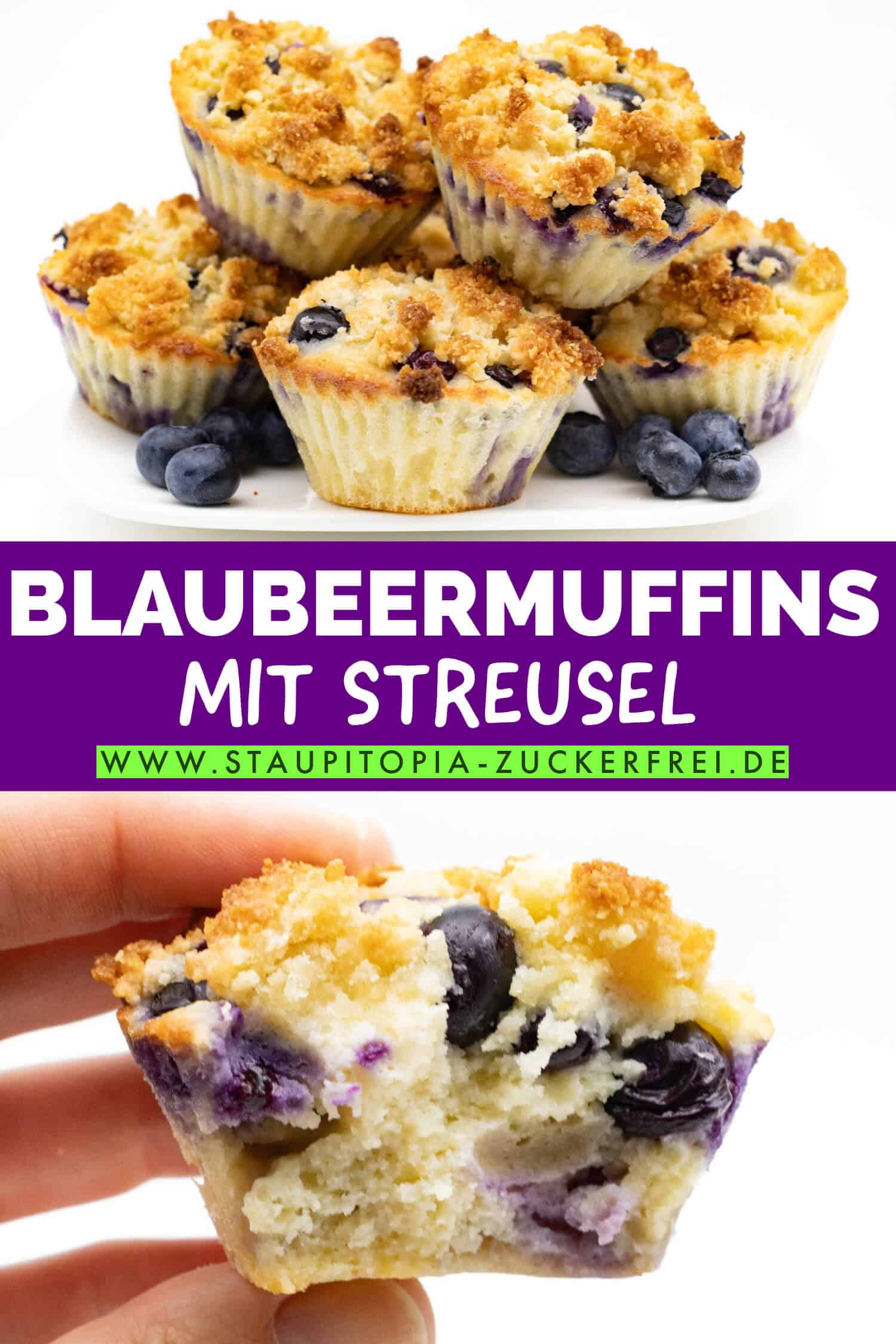 Streusel Muffins mit Blaubeeren - gesund und ohne Mehl