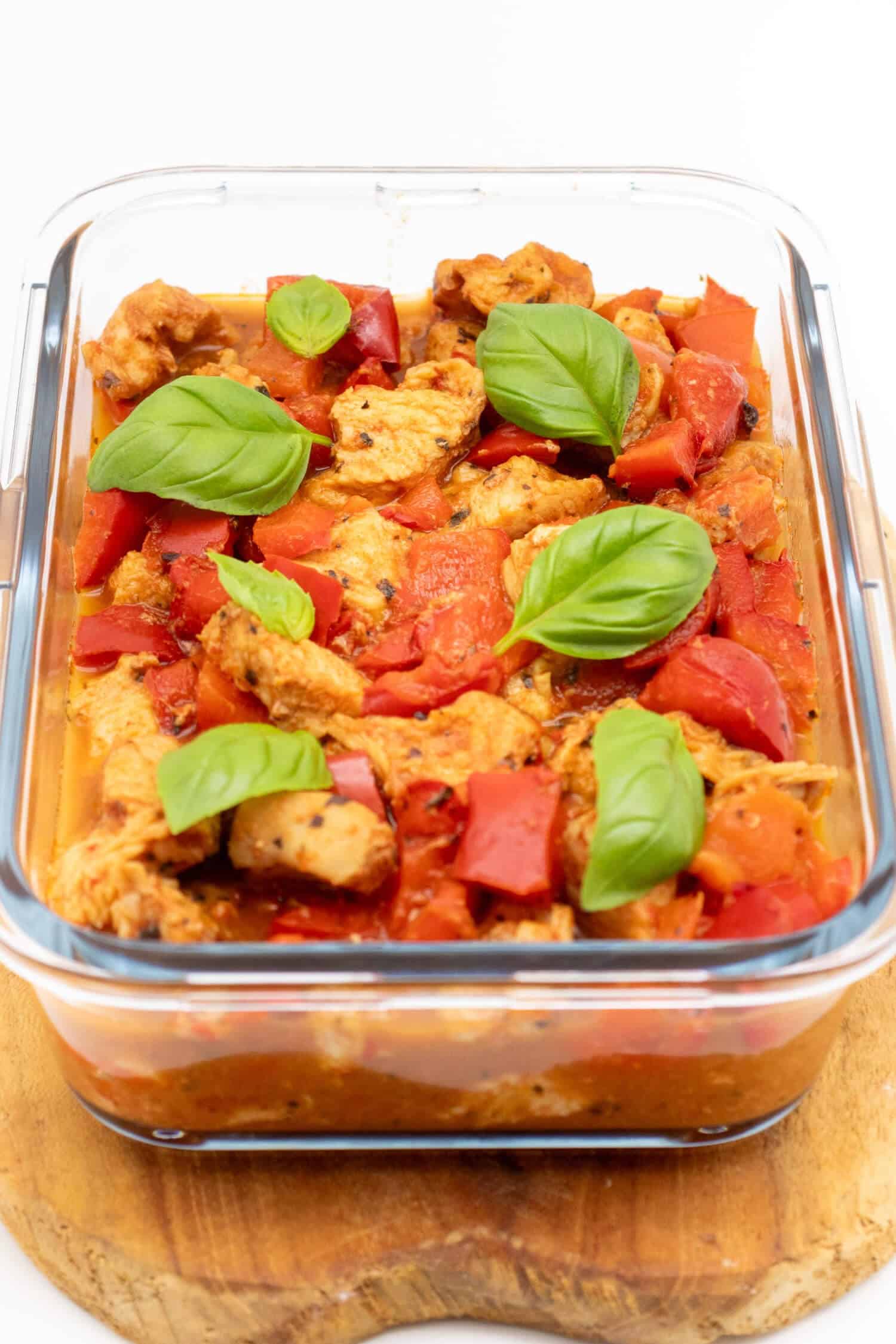 Gesundes Paprika Hähnchen Rezept in Auflaufform