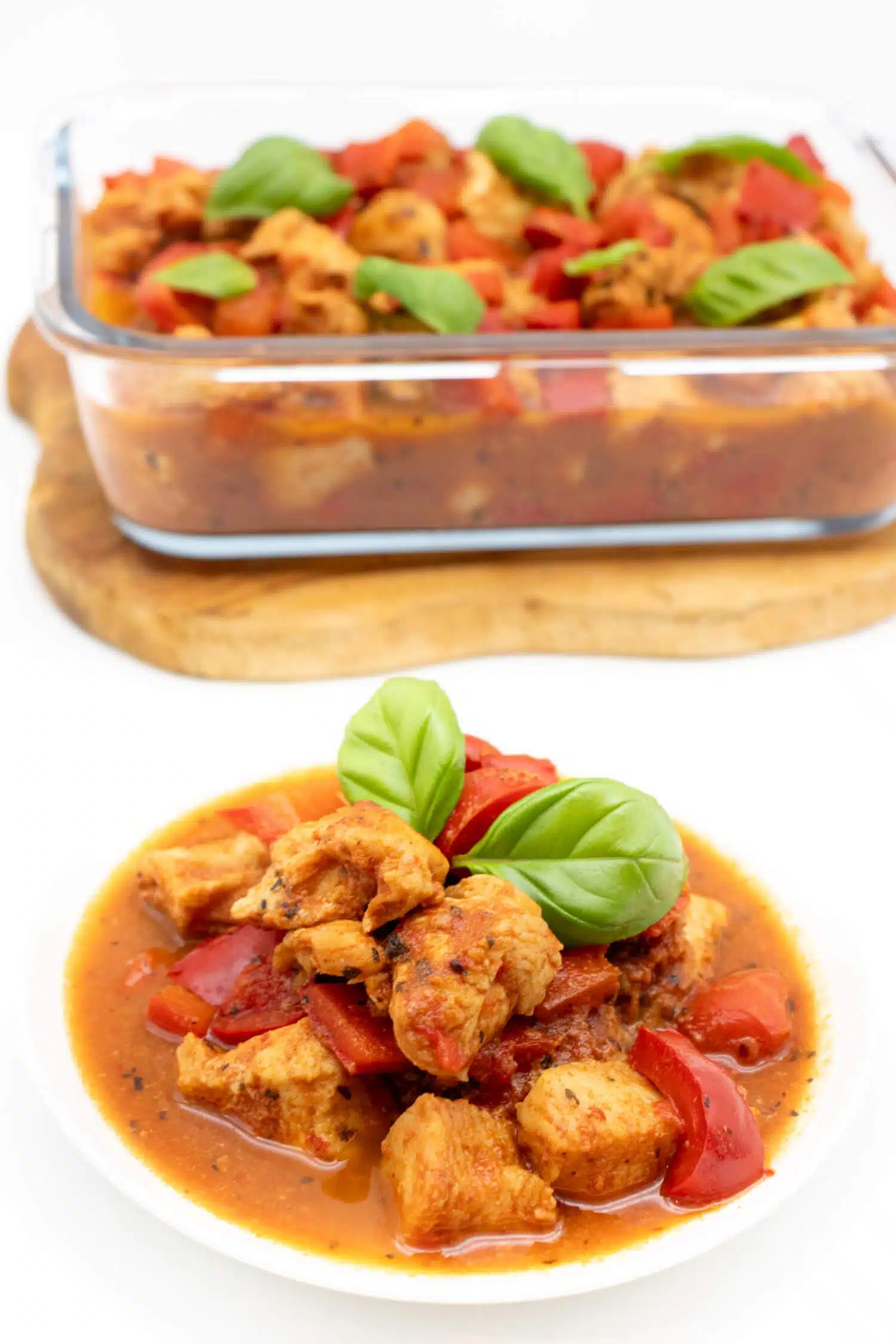 Zuckerfreies Paprika Sahne Hähnchen als gesundes Ofengericht