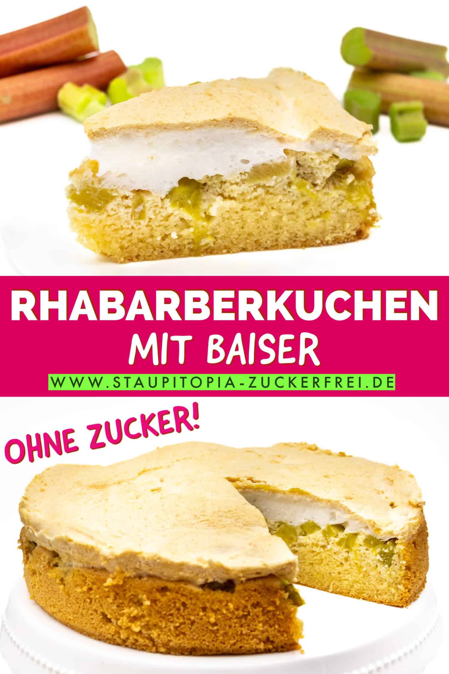 Rhabarberkuchen mit Baiser ohne Zucker Rezept
