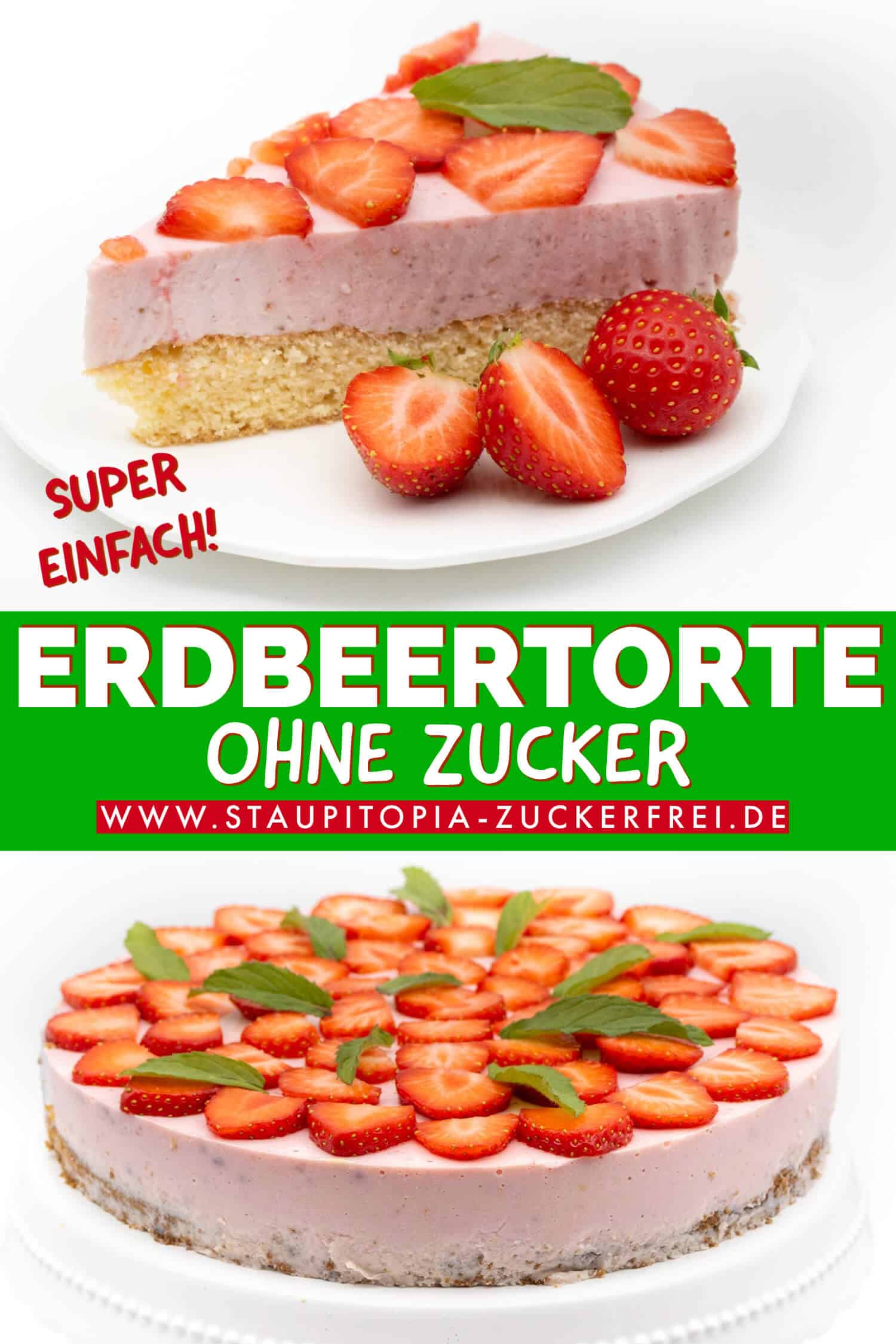 Gesunde Erdbeertorte ohne Zucker schnell und einfach selber machen