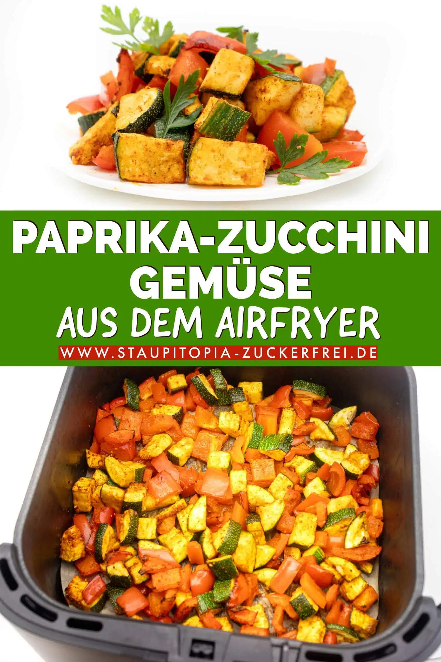 Gesundes Paprika Zucchini Gemüse aus dem Airfryer Rezept