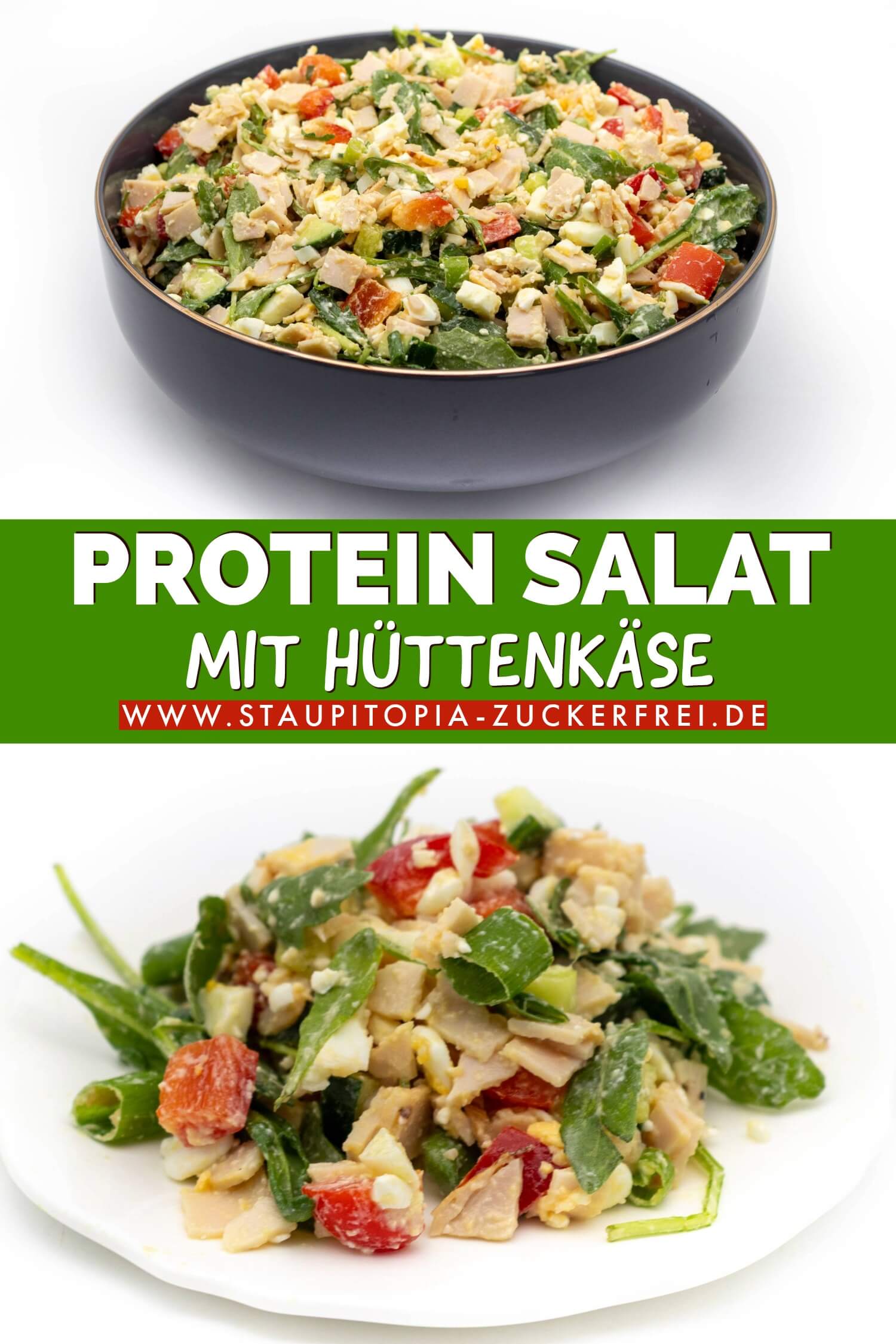 High Protein Salat mit Hüttenkäse und Hähnchen