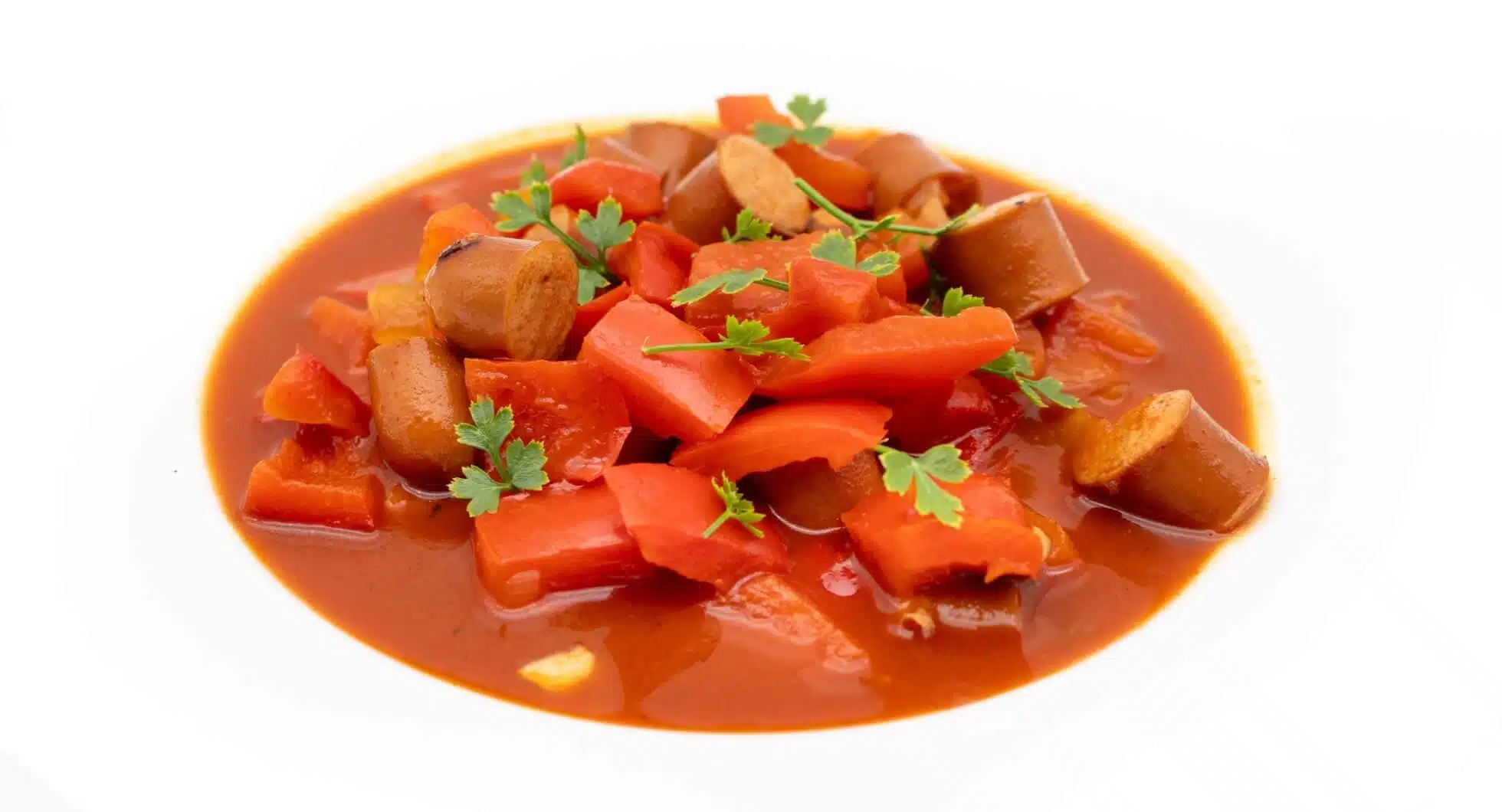 Würstchengulasch Low Carb und kalorienarm Rezept mit Paprika