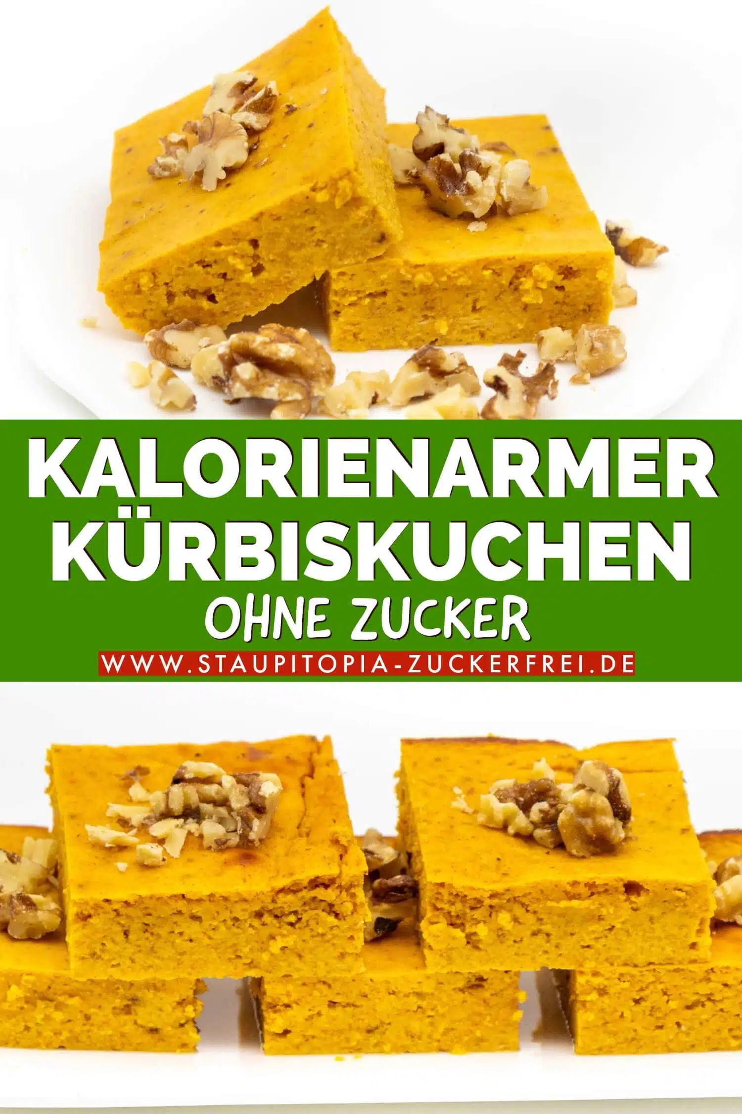 Kalorienarmer Kürbiskuchen mit Quark vom Blech