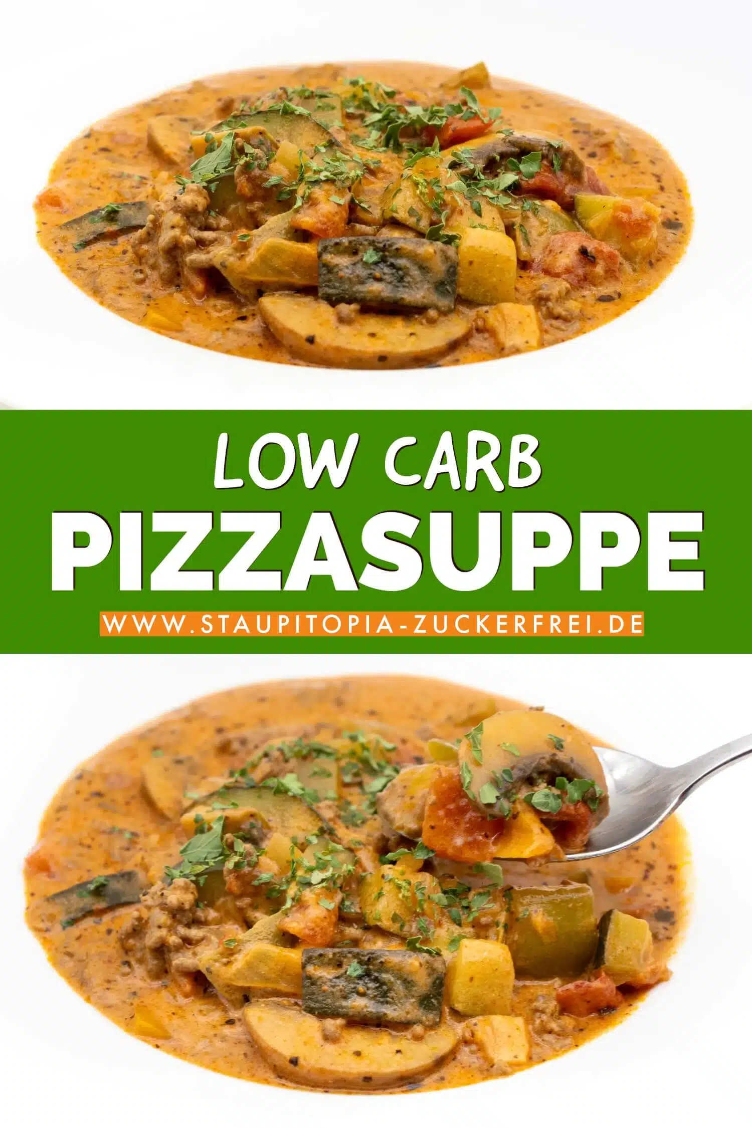 Low Carb Pizzasuppe Rezept mit Hackfleisch zum Abnehmen