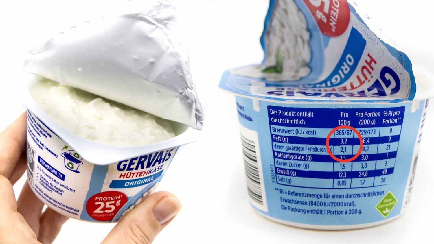 Becher Gervais Hüttenkäse Original mit 3,2 g Fett