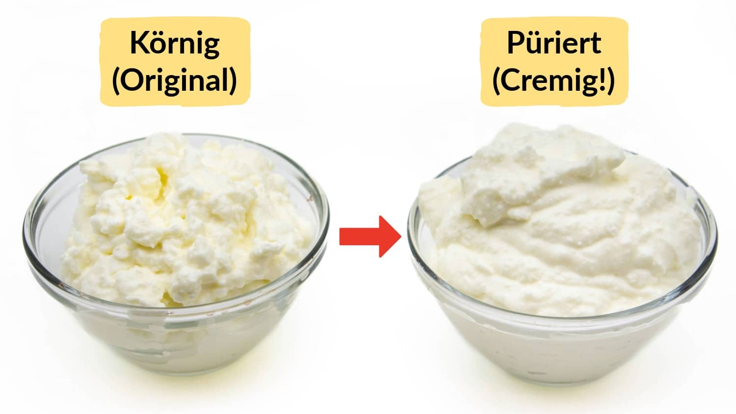 Körniger Frischkäse - Original vs. Püriert Vergleich