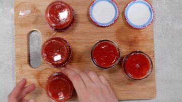 Erdbeer Rhabarber Marmelade ohne Zucker: Abfüllen