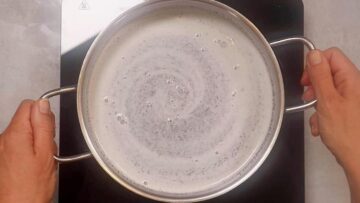 Mohn Streuselkuchen ohne Zucker: Pudding abkühlen lassen