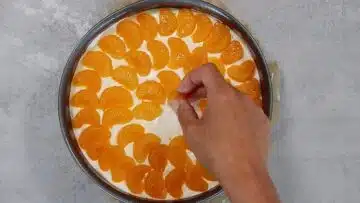 Mandarinen Schmand Kuchen ohne Zucker: belegen