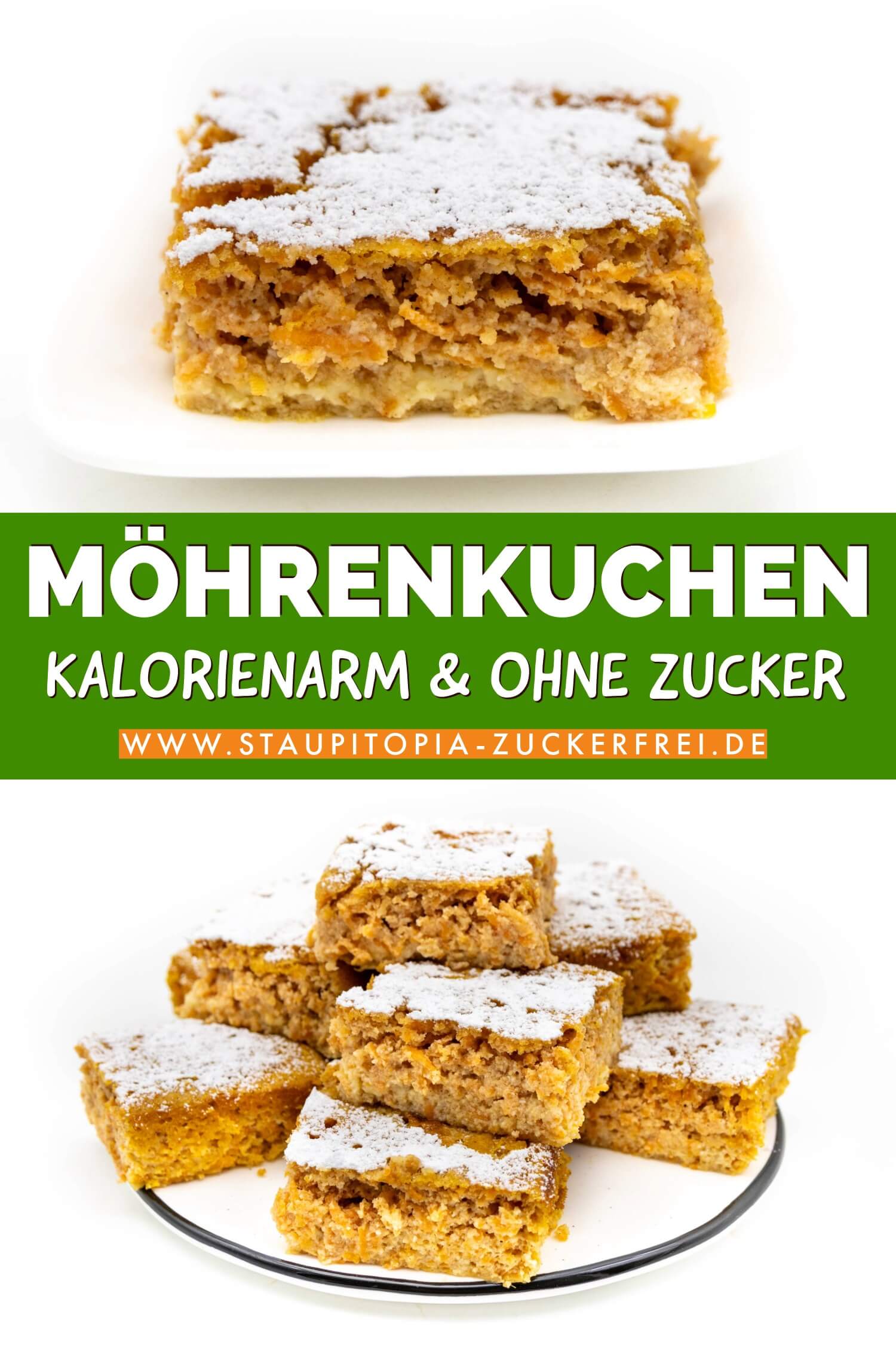 Gesunder Möhrenkuchen kalorienarm und ohne Zucker Rezept