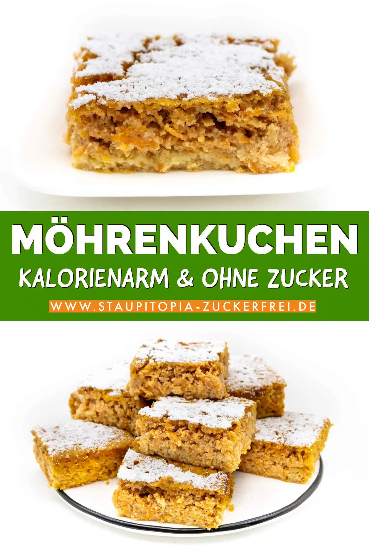 Gesunder Möhrenkuchen kalorienarm und ohne Zucker Rezept