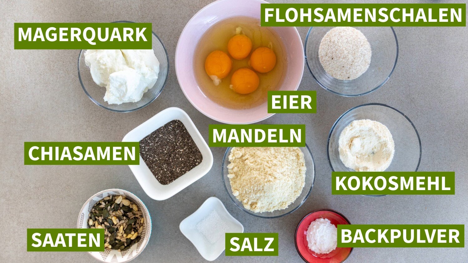 Low Carb Quarkbrot Zutaten Übersicht